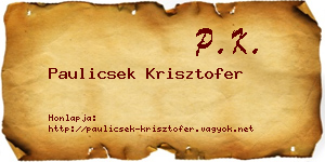 Paulicsek Krisztofer névjegykártya